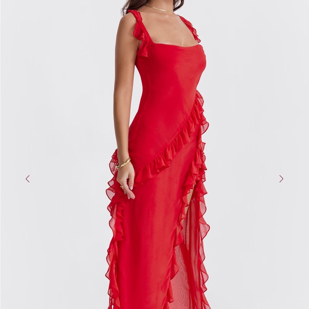 House of CB Red Ruffle Dress